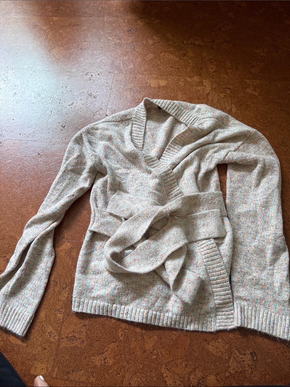 MAJORELLE Beige Multicolor Speckled V-Neck Wrap Sweater